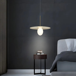 Modern Circular Disc White Globe Dining Room Pendant Ligh Image - 4