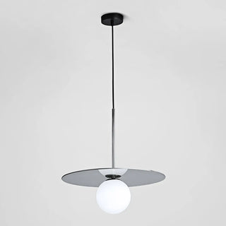 Modern Circular Disc White Globe Dining Room Pendant Ligh Image - 7