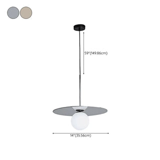 Modern Circular Disc White Globe Dining Room Pendant Ligh Image - 14