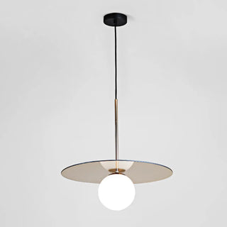 Modern Circular Disc White Globe Dining Room Pendant Ligh Image - 8