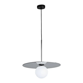 Modern Circular Disc White Globe Dining Room Pendant Ligh Image - 9