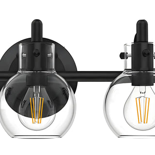 Simple Clear Glass Globe Black 3-Bulb Wall Vanity Light Zawala Image - 10