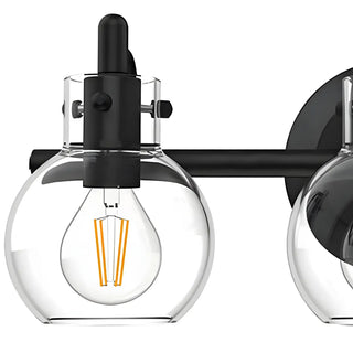 Simple Clear Glass Globe Black 3-Bulb Wall Vanity Light Zawala Image - 8