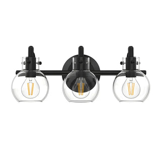 Simple Clear Glass Globe Black 3-Bulb Wall Vanity Light Zawala Image - 9
