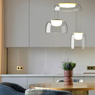 Modern Dining Room Clear Glass Dome Pendant Light Zawala Image - 1