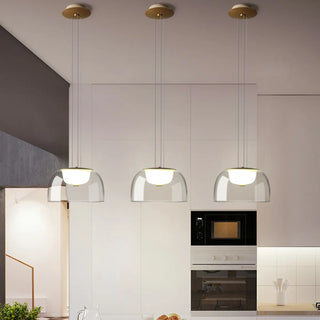 Modern Dining Room Clear Glass Dome Pendant Light Zawala Image - 2