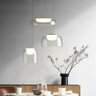 Modern Dining Room Clear Glass Dome Pendant Light Zawala Image - 3
