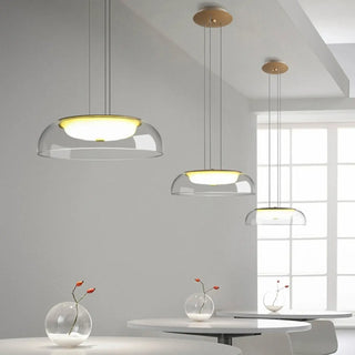 Modern Dining Room Clear Glass Dome Pendant Light Zawala Image - 4