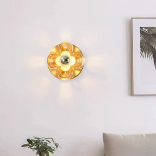 Flower-Shaped Gold Vanity Wall Sconce Light Zawala Image - 3