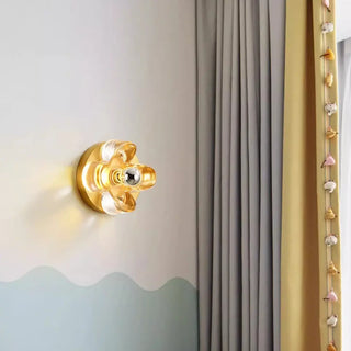 Flower-Shaped Gold Vanity Wall Sconce Light Zawala Image - 4