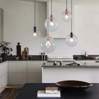 Modern Clear Glass Globe Pendant Light Set Flexible Length Zawala Image - 2