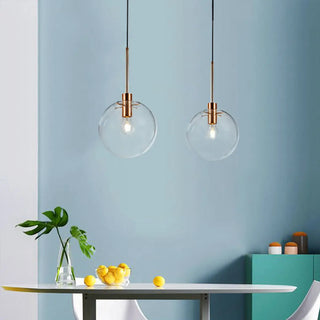 Modern Clear Glass Globe Pendant Light Set Flexible Length Zawala Image - 3