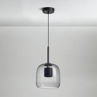 ZOWALA - Modern Clear Glass Grey Dome Dining Room Pendant Light Image - 11