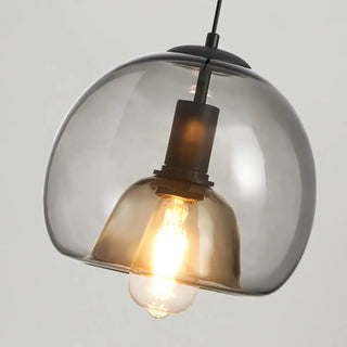 ZOWALA - Modern Clear Glass Grey Dome Dining Room Pendant Light Image - 12