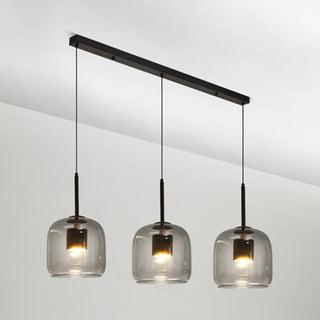 ZOWALA - Modern Clear Glass Grey Dome Dining Room Pendant Light Image - 14