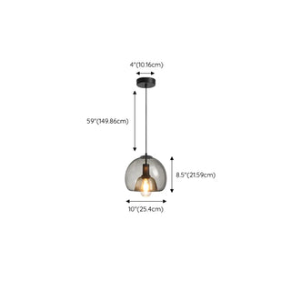 ZOWALA - Modern Clear Glass Grey Dome Dining Room Pendant Light #size