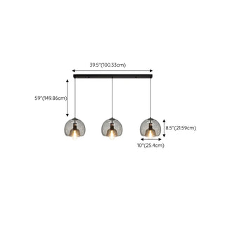 ZOWALA - Modern Clear Glass Grey Dome Dining Room Pendant Light Image - 16