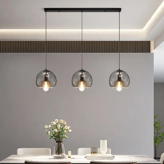 ZOWALA - Modern Clear Glass Grey Dome Dining Room Pendant Light Image - 4