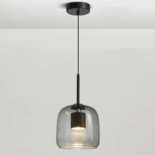 ZOWALA - Modern Clear Glass Grey Dome Dining Room Pendant Light Image - 6