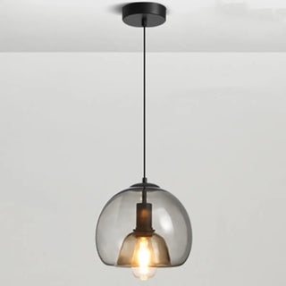 ZOWALA - Modern Clear Glass Grey Dome Dining Room Pendant Light Image - 7
