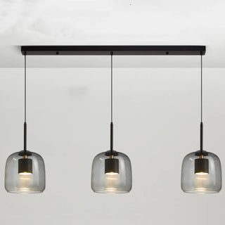 ZOWALA - Modern Clear Glass Grey Dome Dining Room Pendant Light Image - 8