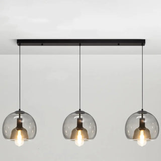 ZOWALA - Modern Clear Glass Grey Dome Dining Room Pendant Light Image - 9