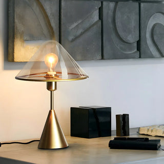 Nordic Unique Gold Cone Glass Shade Bedroom Table Lamp Zawala Image - 1