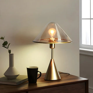 Nordic Unique Gold Cone Glass Shade Bedroom Table Lamp Zawala Image - 2
