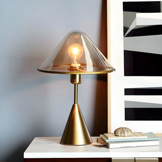 Nordic Unique Gold Cone Glass Shade Bedroom Table Lamp Zawala Image - 3
