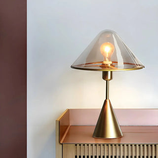 Nordic Unique Gold Cone Glass Shade Bedroom Table Lamp Zawala Image - 4