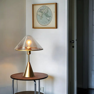 Nordic Unique Gold Cone Glass Shade Bedroom Table Lamp Zawala Image - 5