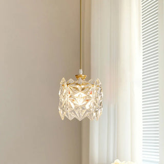 Modern Cylindrical Cube Clear Glass Pendant Light Zawala Image - 1