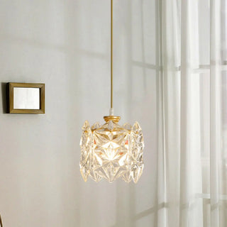 Modern Cylindrical Cube Clear Glass Pendant Light Zawala Image - 2