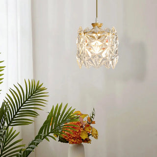 Modern Cylindrical Cube Clear Glass Pendant Light Zawala Image - 4