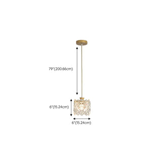 Modern Cylindrical Cube Clear Glass Pendant Light Zawala #size