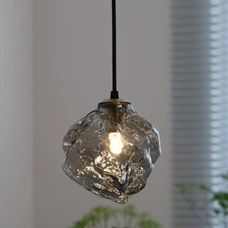ZOWALA - Modern Geometric Metal Pendant Light Clear Glass Bedroom Image - 1