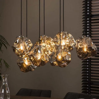 ZOWALA - Modern Geometric Metal Pendant Light Clear Glass Bedroom Image - 2