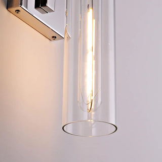 Modern Chrome Clear Glass Tube Bathroom Wall Sconce Zawala Image - 14