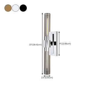 Modern Chrome Clear Glass Tube Bathroom Wall Sconce Zawala #size