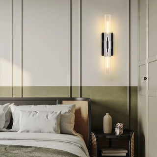 Modern Chrome Clear Glass Tube Bathroom Wall Sconce Zawala Image - 2