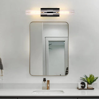 Modern Chrome Clear Glass Tube Bathroom Wall Sconce Zawala Image - 3