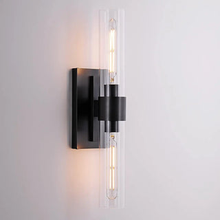 Modern Chrome Clear Glass Tube Bathroom Wall Sconce Zawala Image - 4