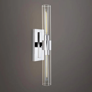 Modern Chrome Clear Glass Tube Bathroom Wall Sconce Zawala Image - 8