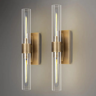 Modern Chrome Clear Glass Tube Bathroom Wall Sconce Zawala Image - 9