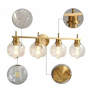 ZOWALA - Modern Clear Glass Bathroom Gold Globe Vanity Light Image - 14