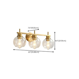 ZOWALA - Modern Clear Glass Bathroom Gold Globe Vanity Light #size