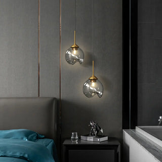 Modern Bedroom Mini Globe Clear Glass Pendant Light Zawala Image - 2