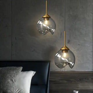 Modern Bedroom Mini Globe Clear Glass Pendant Light Zawala Image - 4