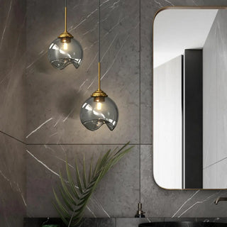 Modern Bedroom Mini Globe Clear Glass Pendant Light Zawala Image - 7