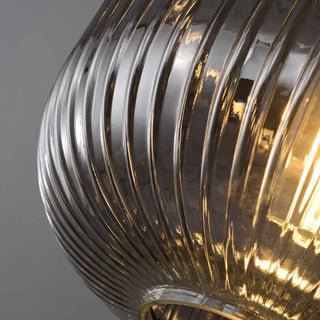 ZOWALA - Modern Ribbed Clear Glass Black Cylinder Pendant Light Image - 15